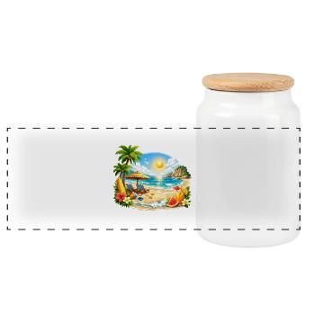 Summer Vibes Tropical Beach Sunset Design - Panorama Keksdose mit Holzdeckel - Weiß - Vorne
