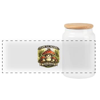 Team Fly Agaric Mushroom Crew - Panorama Keksdose mit Holzdeckel - Weiß - Vorne
