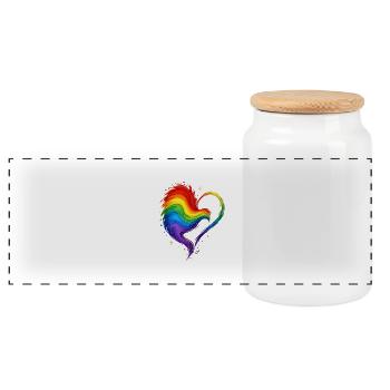 Regenbogen_Design_Heart - Boîte à biscuits avec couvercle en bois - blanc - Devant