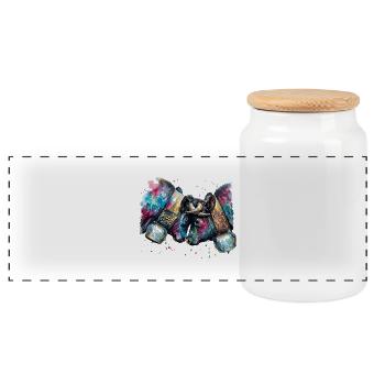 Vache d'hérens coloré en aquarelle - Boîte à biscuits avec couvercle en bois - blanc - Devant