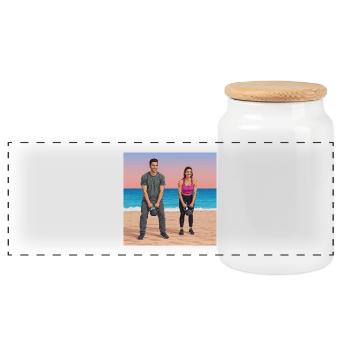 Collection de dessins animés GIDAGI Fitness - Boîte à biscuits avec couvercle en bois - blanc - Devant