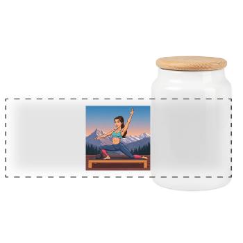 Collection de dessins animés GIDAGI Fitness - Boîte à biscuits avec couvercle en bois - blanc - Devant
