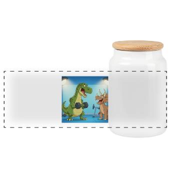 GIDAGI Fitness-Cartoons-Sammlung - Panorama Keksdose mit Holzdeckel - Weiß - Vorne