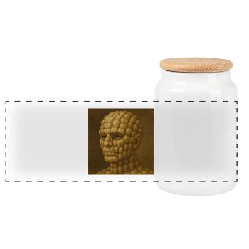 Head of Teeth – Surreal Sculpture - Panoramic Cookie Jar with Wooden Lid - white - Front