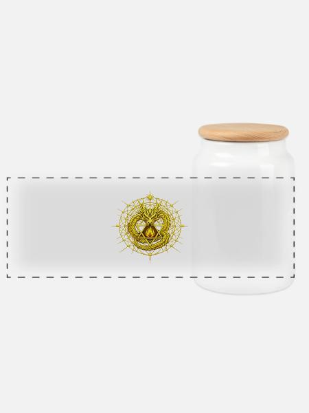 Goldener Metatron-Totemdrache - Panorama Keksdose mit Holzdeckel - Weiß