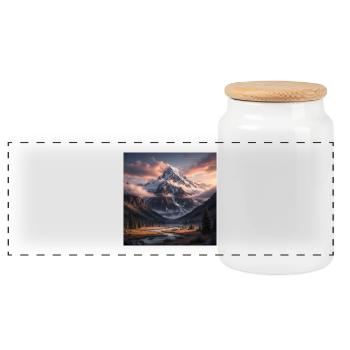 Mountains - Panoramic Cookie Jar with Wooden Lid - white - Front