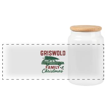 Griswold Familien-Weihnacht Auto - Panorama Keksdose mit Holzdeckel - Weiß - Vorne