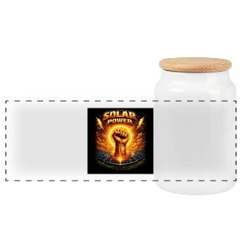 Solar Power Fist - Panoramic Cookie Jar with Wooden Lid - white - Front
