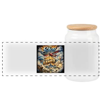 Sky is the Limit - Panoramic Cookie Jar with Wooden Lid - white - Front