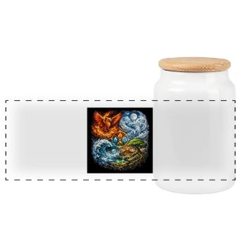 Cycle élémentaire Feu Eau Terre Air - Boîte à biscuits avec couvercle en bois - blanc - Devant