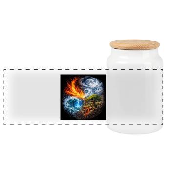 The Elements - Panoramic Cookie Jar with Wooden Lid - white - Front
