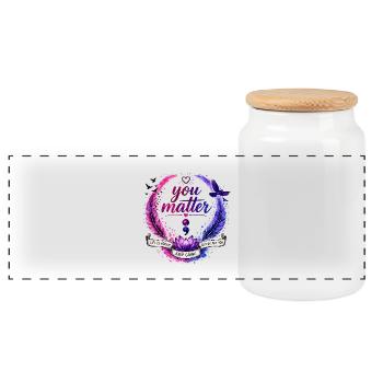 You Matter: Keep Going Circle - Panoramic Cookie Jar with Wooden Lid - white - Front