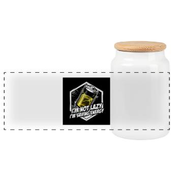 Héros économe en énergie : Alimentation par batterie - Boîte à biscuits avec couvercle en bois - blanc - Devant