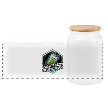 J’économise de l’énergie – motif - Boîte à biscuits avec couvercle en bois - blanc - Devant