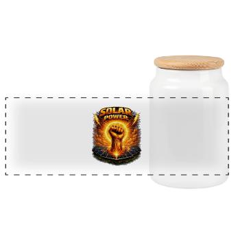 Poing Solaire - Boîte à biscuits avec couvercle en bois - blanc - Devant