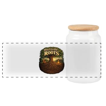 Back to the roots - Panoramic Cookie Jar with Wooden Lid - white - Front