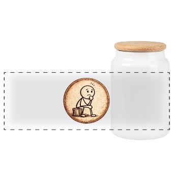 Sepia Thinker Sketch - Panoramic Cookie Jar with Wooden Lid - white - Front