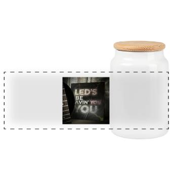 LEDS BE AVIN YOU by Mark Noone - Panoramic Cookie Jar with Wooden Lid - white - Front