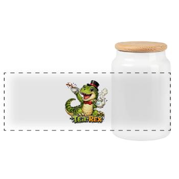 Tea-Rex  - Panorama Keksdose mit Holzdeckel - Weiß - Vorne