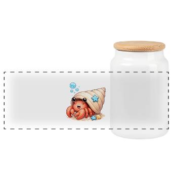 Cancer - Panoramic Cookie Jar with Wooden Lid - white - Front