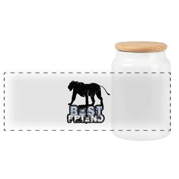 Best Friend Lion | Löwe - Panorama Keksdose mit Holzdeckel - Weiß - Vorne