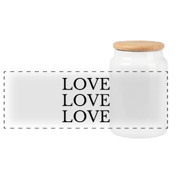 love - Panoramic Cookie Jar with Wooden Lid - white - Front