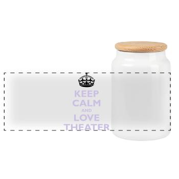 Keep Calm & Love Theater - Panoramic Cookie Jar with Wooden Lid - white - Front
