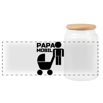 Papa Mobil Vater, Familie, Kind, Geschenk Vatertag - Panorama Keksdose mit Holzdeckel - Weiß - Vorne