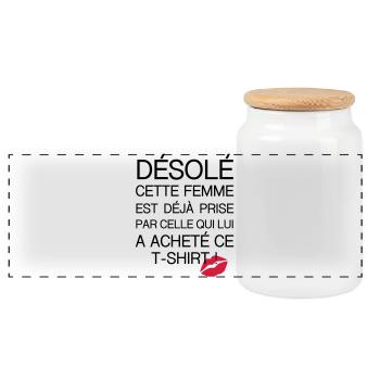 desole femme prise - Boîte à biscuits avec couvercle en bois - blanc - Devant