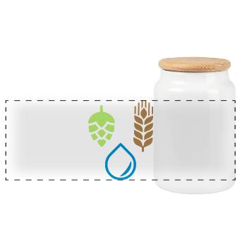 Bierzutaten zum Brauen - Panorama Keksdose mit Holzdeckel - Weiß - Vorne