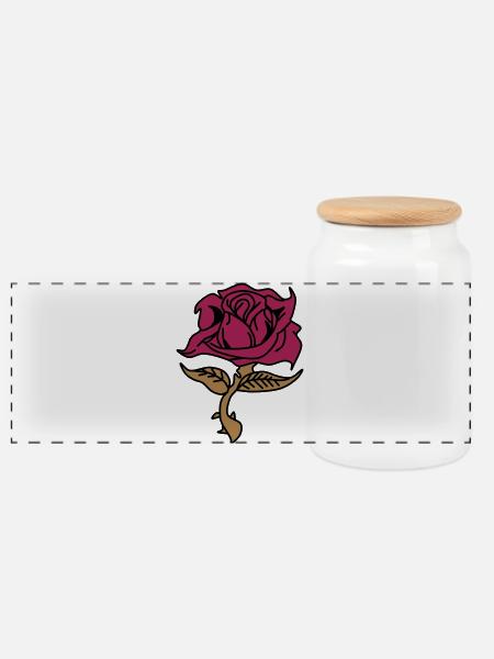 Rose (Blume) - Panorama Keksdose mit Holzdeckel - Weiß