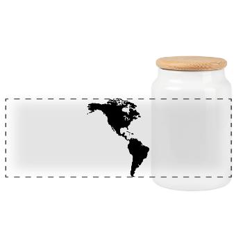 America - Panoramic Cookie Jar with Wooden Lid - white - Front