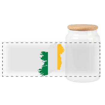 Ireland - Panoramic Cookie Jar with Wooden Lid - white - Front