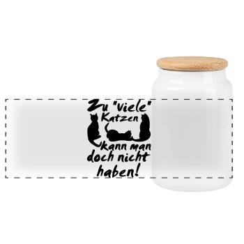 Katzen Spruch Katze Tier Haustier Geschenk lustig - Panorama Keksdose mit Holzdeckel - Weiß - Vorne