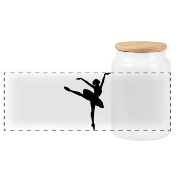 Ballet Dancer - Panoramic Cookie Jar with Wooden Lid - white - Front