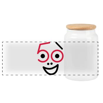 50 ans et toujours frais! - Boîte à biscuits avec couvercle en bois - blanc - Devant