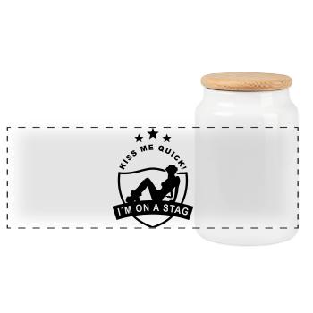 stag_night - Panoramic Cookie Jar with Wooden Lid - white - Front