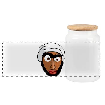 Muslim - Panoramic Cookie Jar with Wooden Lid - white - Front