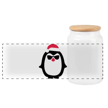 King Penguin - Panoramic Cookie Jar with Wooden Lid - white - Front