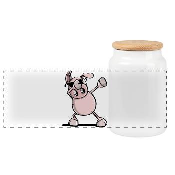 Cool Dab Dance Wutz - Dabbing Pig - Trend - Panoramic Cookie Jar with Wooden Lid - white - Front