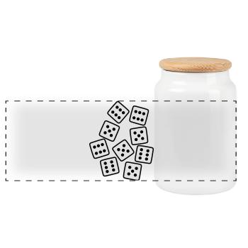 Dice - 50 years Birthday - Panoramic Cookie Jar with Wooden Lid - white - Front