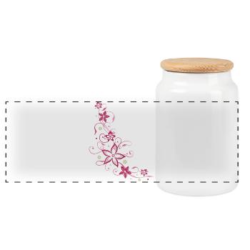 Florale Ranke Blumen Blüten Sommer Blumenranke - Panorama Keksdose mit Holzdeckel - Weiß - Vorne