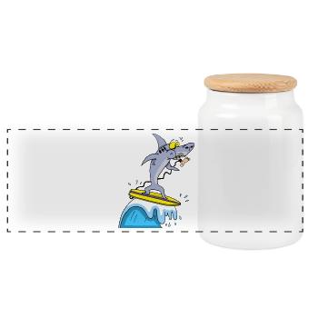 Requin surfeur - Boîte à biscuits avec couvercle en bois - blanc - Devant