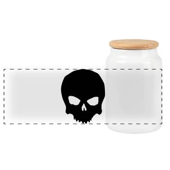 Skull - Panoramic Cookie Jar with Wooden Lid - white - Front