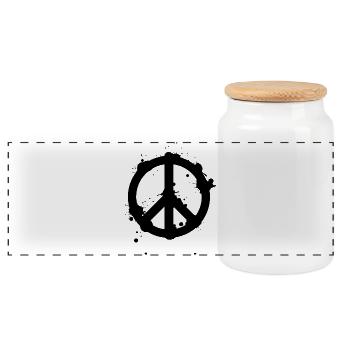 Striking peace sign in graffiti splatter look - Panoramic Cookie Jar with Wooden Lid - white - Front