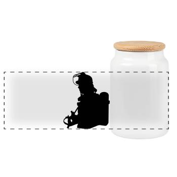 feuerwehr_1 - Panoramic Cookie Jar with Wooden Lid - white - Front