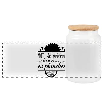 The trees are better in boards! - Panoramic Cookie Jar with Wooden Lid - white - Front