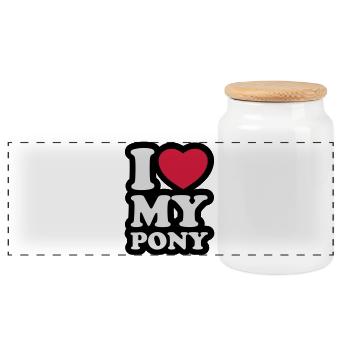 I love my pony - J'aime mon poney - Boîte à biscuits avec couvercle en bois - blanc - Devant