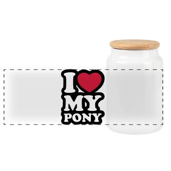 I love my pony - J'aime mon poney - Boîte à biscuits avec couvercle en bois - blanc - Devant