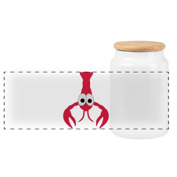 lobster - Panoramic Cookie Jar with Wooden Lid - white - Front